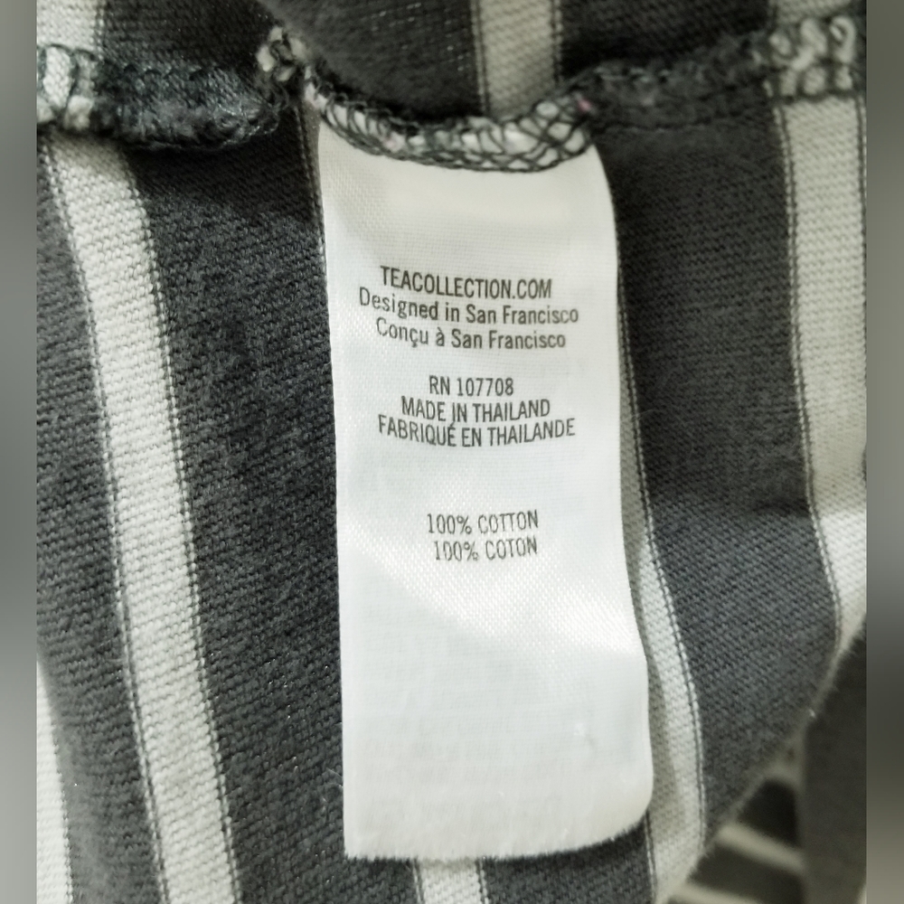 Tea Collection Grey Stripe Folk Floral Graphic Cotton Dress 6 - Picture 7 of 11